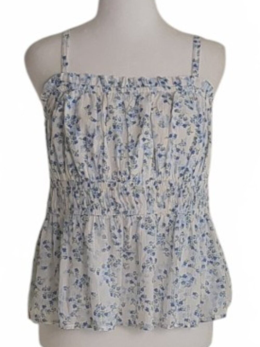 TIME AND TRU Women's Adjustable Straps Top Blouse  Size M White Floral